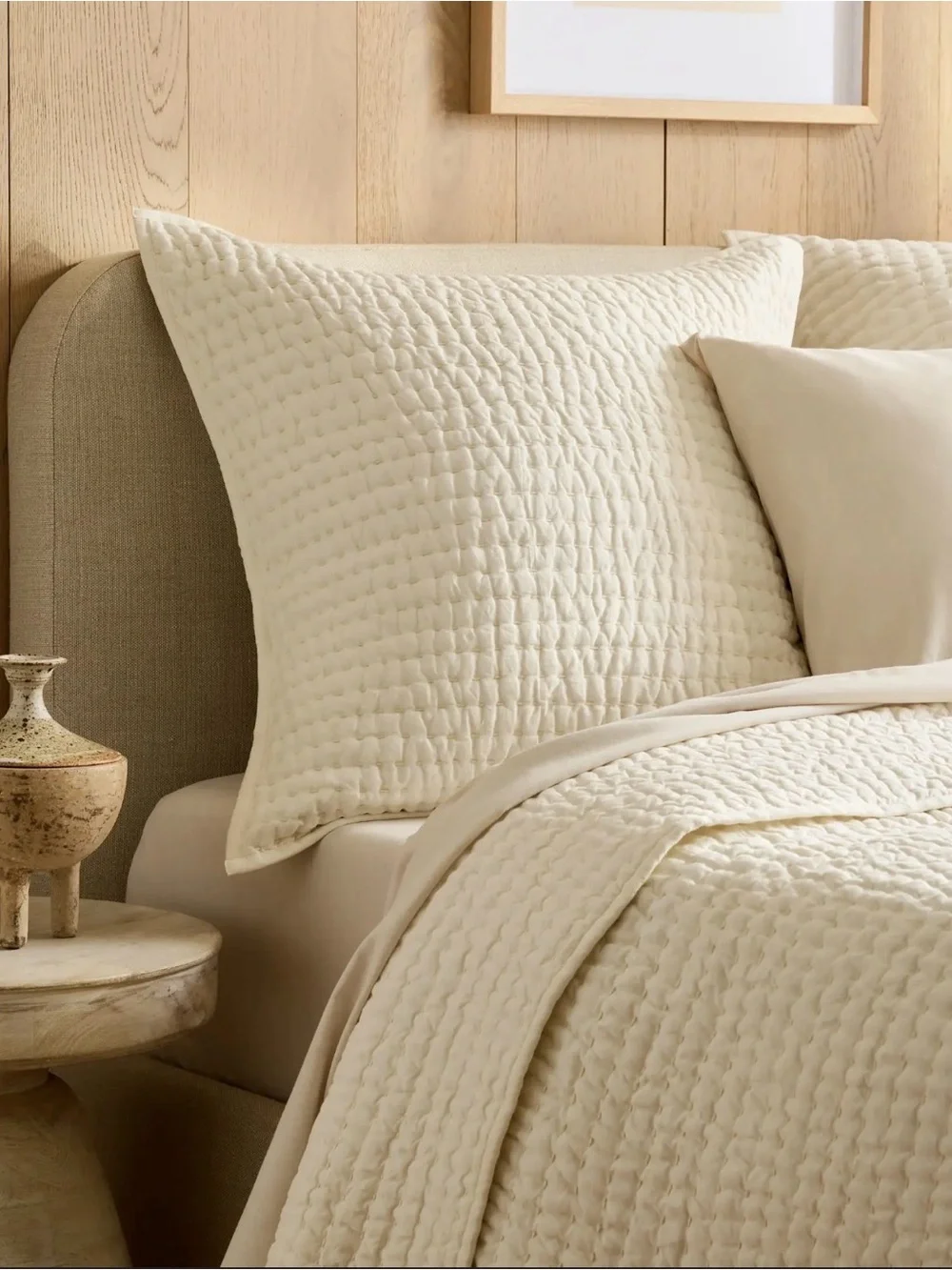 Quince Linen/Cotton Stitch Quilted Euro Sham - Ivory - OOS online